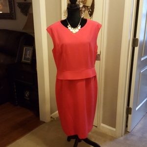 Kasper hot pink begonia sleeveless stretch dress peplum fully lined size 14 New…